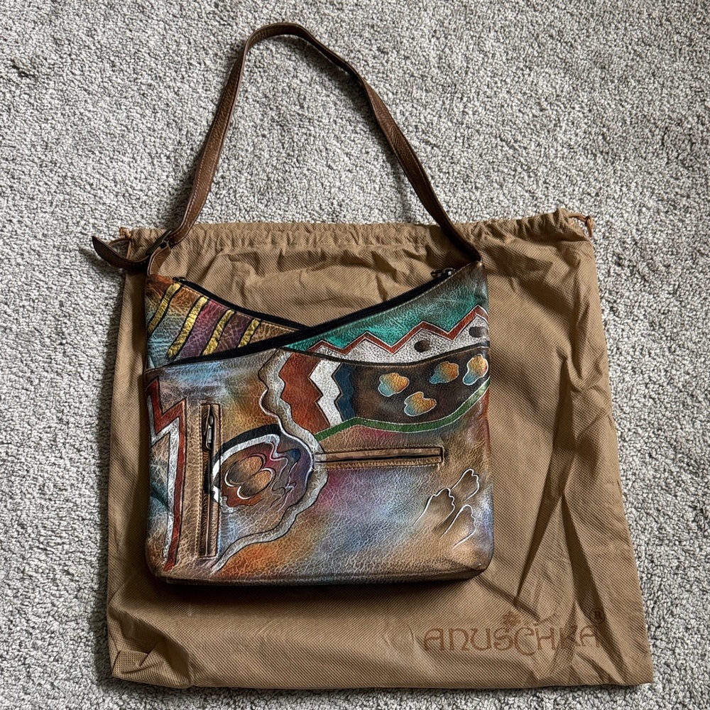 Anuschka Hand-Painted Leather Shoulder Bag